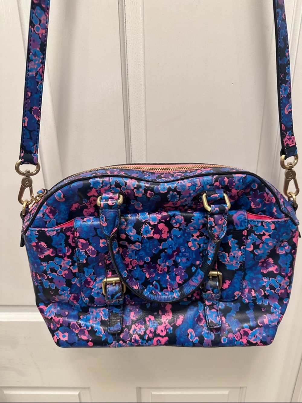 Boden Floral Satchel - Blue & Pink - Picture 4 of 13
